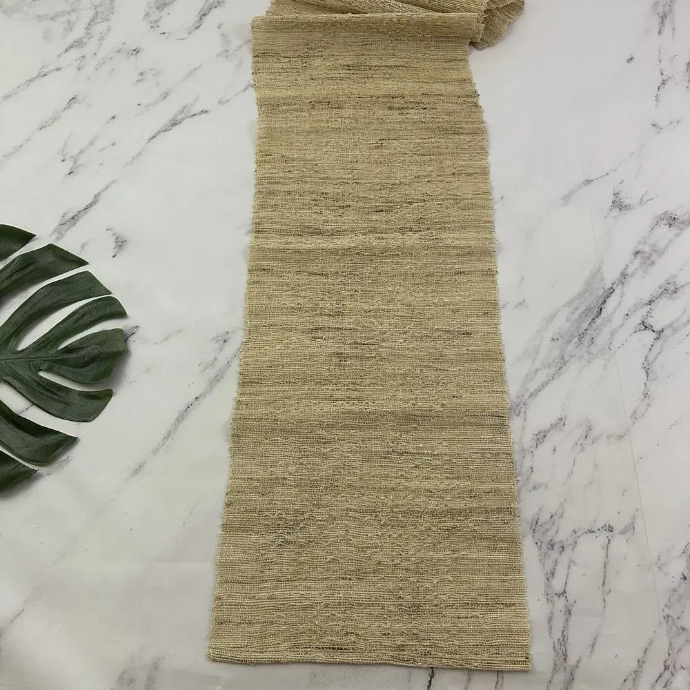 World Market Cost Plus Ramie Raffia Jute Woven Table Runner Set 2 Tropical Boho